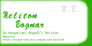 meliton bognar business card